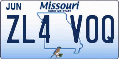 MO license plate ZL4V0Q
