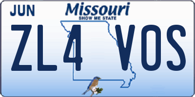 MO license plate ZL4V0S