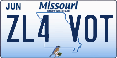 MO license plate ZL4V0T