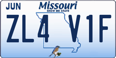 MO license plate ZL4V1F