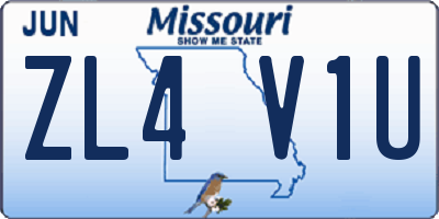 MO license plate ZL4V1U