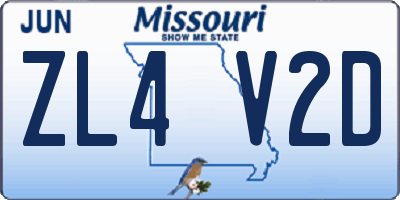 MO license plate ZL4V2D