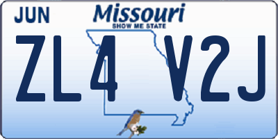 MO license plate ZL4V2J