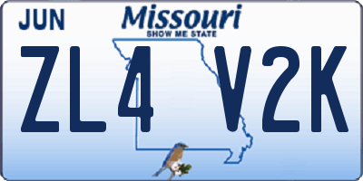 MO license plate ZL4V2K
