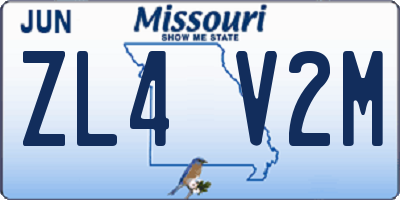 MO license plate ZL4V2M
