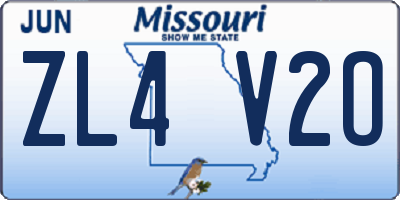 MO license plate ZL4V2O