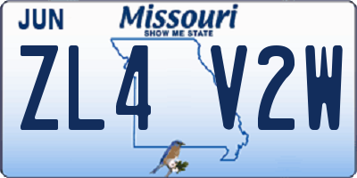 MO license plate ZL4V2W