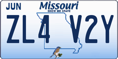 MO license plate ZL4V2Y