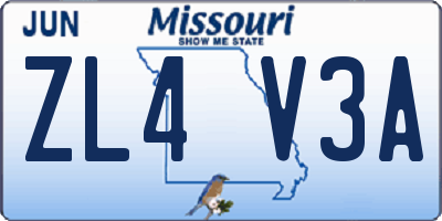 MO license plate ZL4V3A