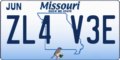 MO license plate ZL4V3E
