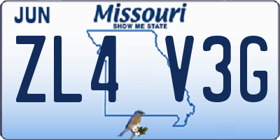 MO license plate ZL4V3G