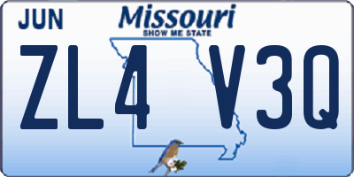 MO license plate ZL4V3Q