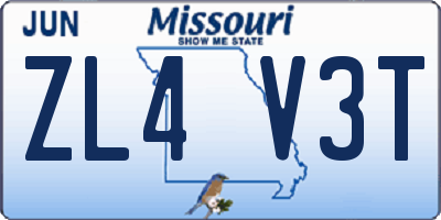 MO license plate ZL4V3T