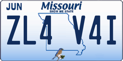 MO license plate ZL4V4I
