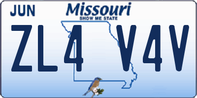 MO license plate ZL4V4V