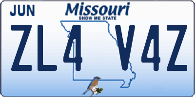 MO license plate ZL4V4Z