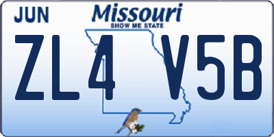 MO license plate ZL4V5B