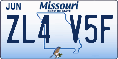 MO license plate ZL4V5F