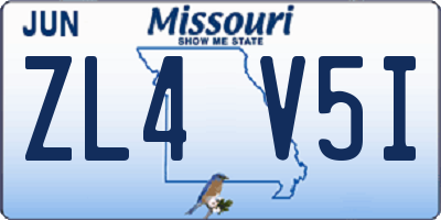 MO license plate ZL4V5I
