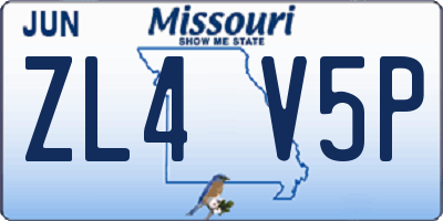 MO license plate ZL4V5P