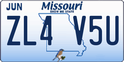 MO license plate ZL4V5U