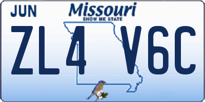 MO license plate ZL4V6C