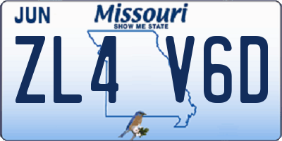 MO license plate ZL4V6D