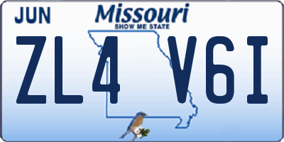 MO license plate ZL4V6I