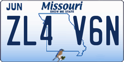 MO license plate ZL4V6N