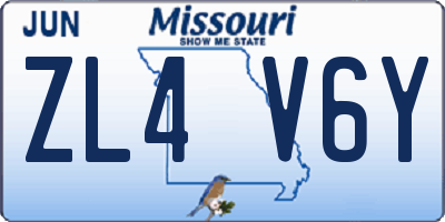 MO license plate ZL4V6Y