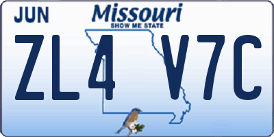 MO license plate ZL4V7C
