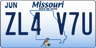 MO license plate ZL4V7U