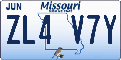 MO license plate ZL4V7Y