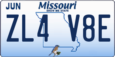 MO license plate ZL4V8E