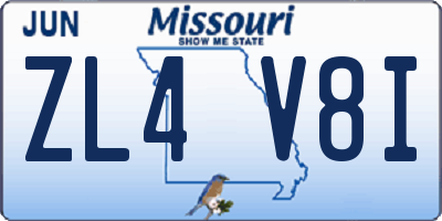 MO license plate ZL4V8I