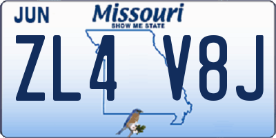 MO license plate ZL4V8J