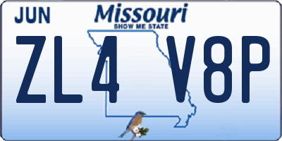 MO license plate ZL4V8P