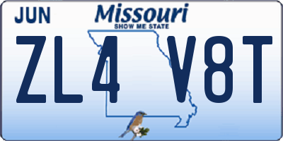 MO license plate ZL4V8T