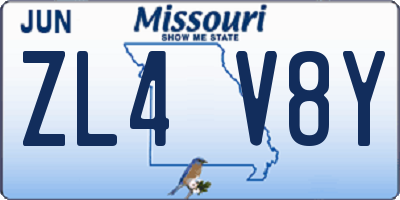 MO license plate ZL4V8Y