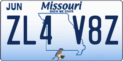 MO license plate ZL4V8Z