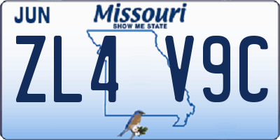 MO license plate ZL4V9C