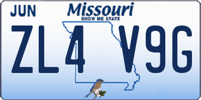 MO license plate ZL4V9G