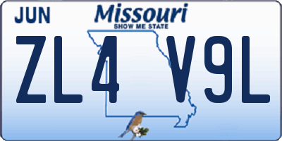 MO license plate ZL4V9L