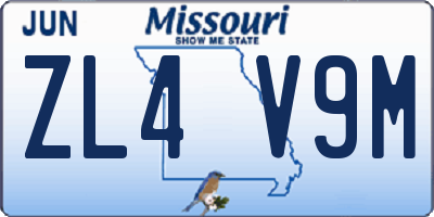 MO license plate ZL4V9M