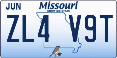 MO license plate ZL4V9T