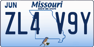 MO license plate ZL4V9Y