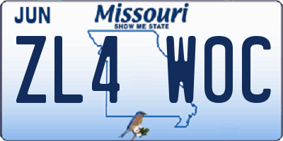 MO license plate ZL4W0C