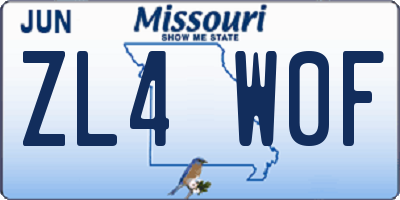 MO license plate ZL4W0F