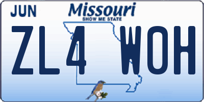 MO license plate ZL4W0H