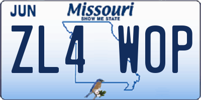 MO license plate ZL4W0P